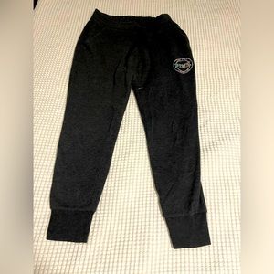 PINK Joggers - Small - Charcoal Gray - light discoloration on leg